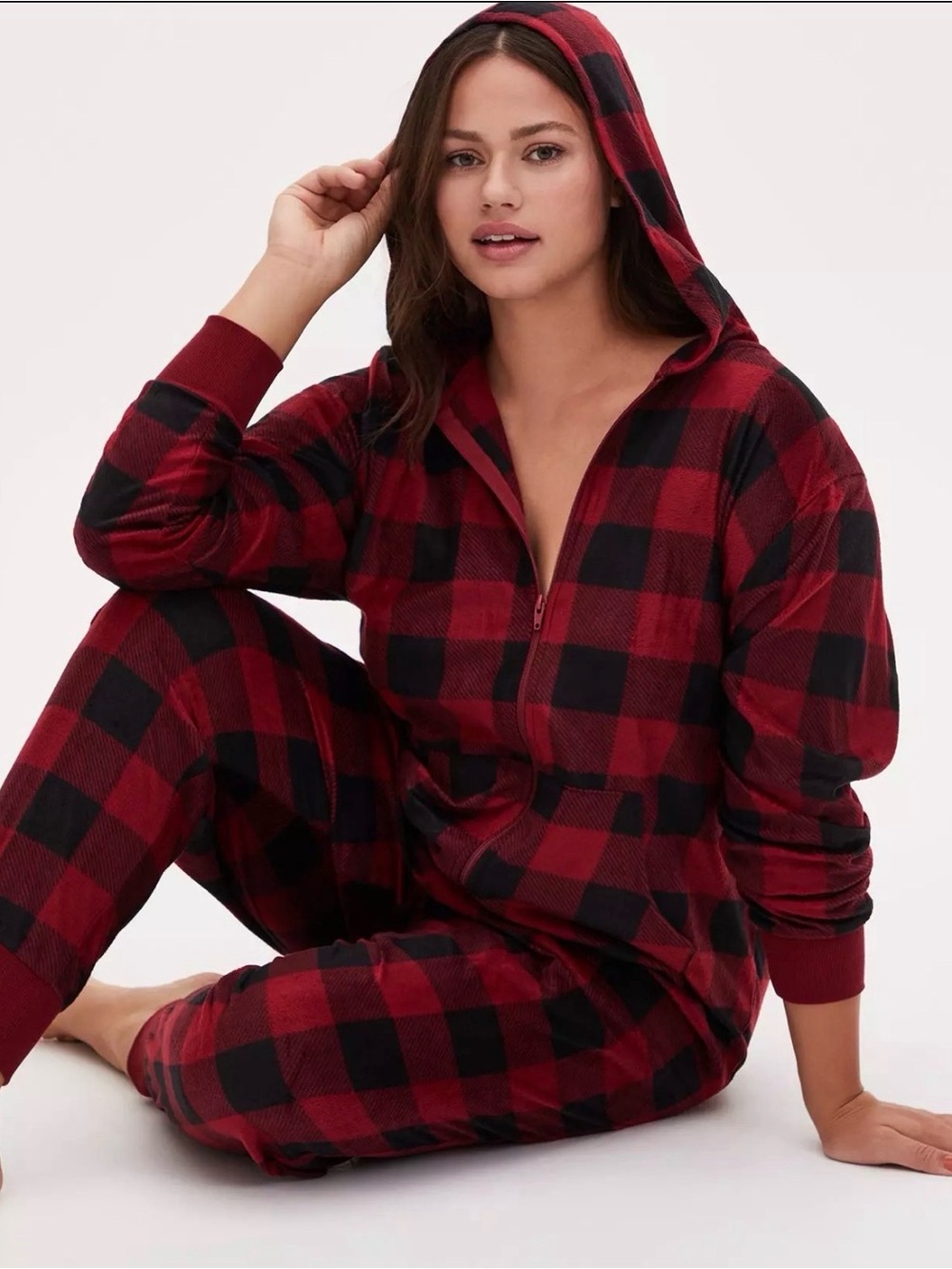 torrid Red & Black Buffalo Plaid Hooded Onesie